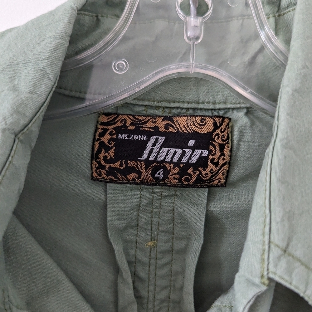 Amir Military-Inspired Belted Shirt Dress - Size 4 Green Cotton Gorpcore Fall - Picture 10 of 13